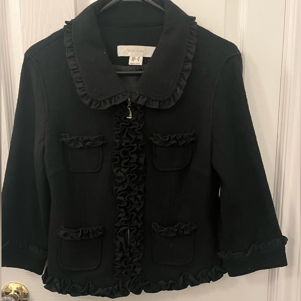 Mac & Jac Black Ruffled Women's Jacket - Picture 3 of 11